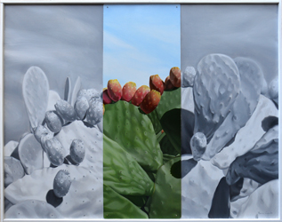 Prickly Pears. Oil painting on Plexiglas and wood